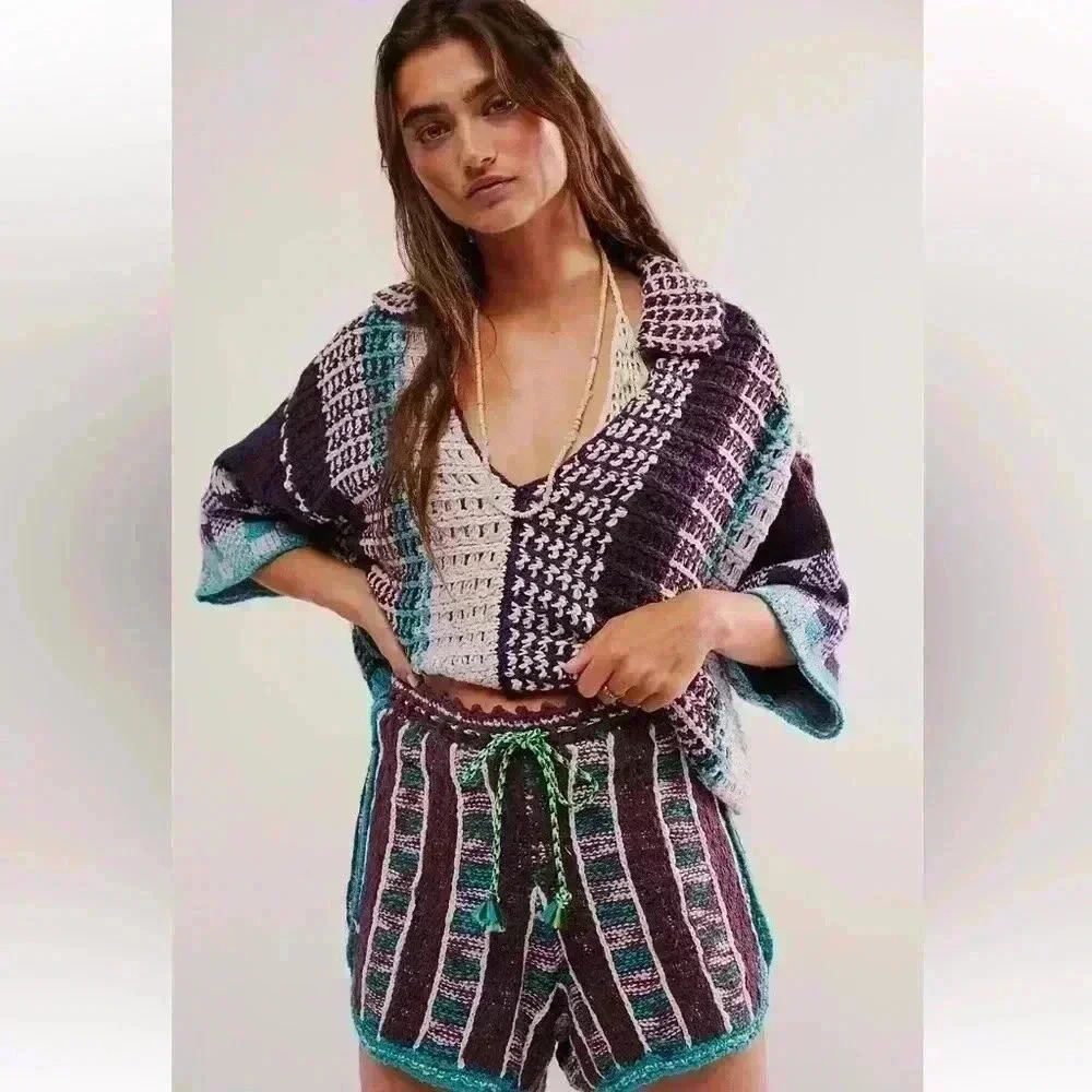 Free People Bali Sunset Crochet Short Set Size XS